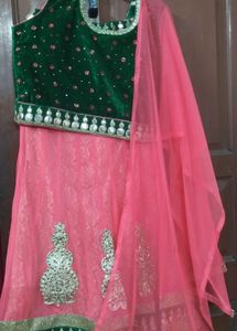 Green &amp; Pink Lehenga Choli