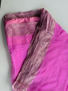 Rose Pink Pure Chiffon Fabric Saree
