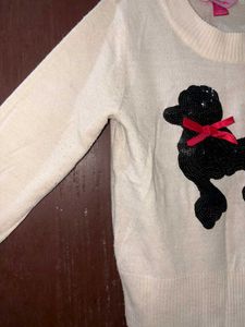 Vintage Cute Poodle Sweater For 5-6 Years Kid