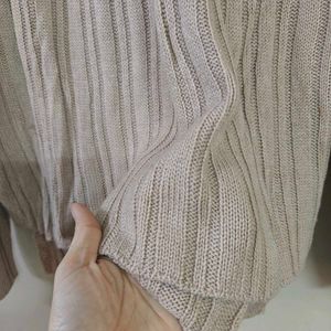 Mauve Ribbed V-Neck Sweater