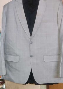 Gray Plaid Suit Black Shirt And Blac