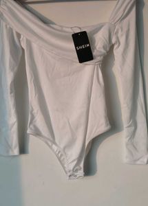 Chic White One-Shoulder bodysuit Top