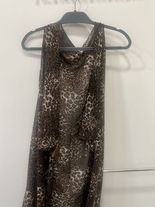 Front Open Sleeveless Coat With Animal Print