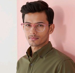 Lenskart Pink Transparent Full Rim CatEye Blu Lens