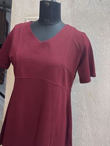 Burgundy Fit &amp; Flare Dress