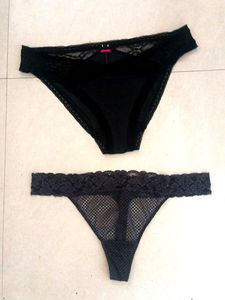 Black Lace Thong Panties Set Combo