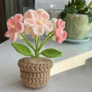 Crochet Flower Pot Plant Handmade
