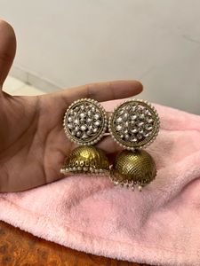 Gold Jhumka Earrings