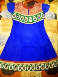 Blue Embroidery Work Frock