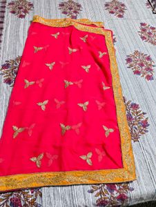 Orange Embroidered Lehenga Skirt