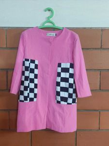 Pink Patchwork Pocket Coat