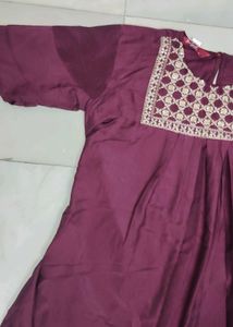 Embroidered Maroon Tunic Top