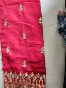 Elegant Red Mirror Work Saree