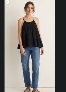 Elegant Black Tiered Korean Top