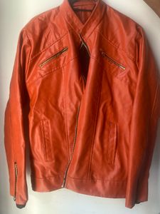 pinteresty oversized orange leather jacket