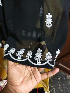 Black Embroidered Kurta ( L Size )