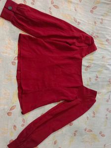 Red Buttoned Long Sleeve Top