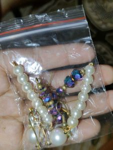 Earrings 👂 Pearl 🦪 And Beads 🧿 + Pouch 👝 🤎