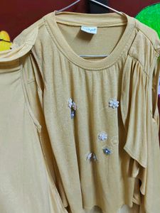 Yellow Sleeveless Embellished Top