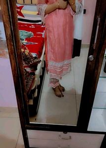 Pink Organza  Pant Kurta with Dupatta