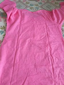 New Pink lucknawi chikankari Short Kurta