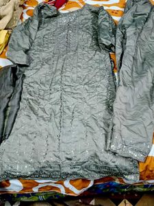 Gray Partywear Kurta Set