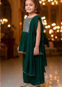 Adorable Green Girls' Kurta Set