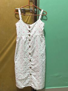 Cute White Heart Print Dress