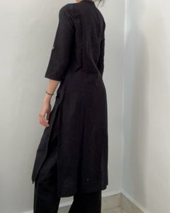 Aurelia Solid Black Kurta Size S