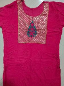 Pink Embellished Kurta