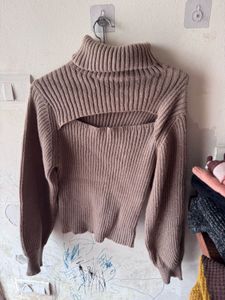 Very Stylish Cutout Turtleneck Sweater