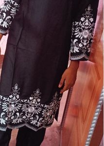 black embroidery kurta set