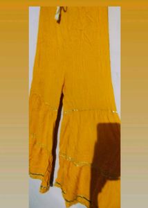 Vibrant Yellow Sharara Pants with Tiered Ruffles