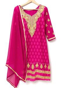 Pink Embroidered Suit Salwar Kameez With Dupatta