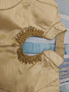 Back Open Blouse With Collar Neck.