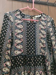 Paisley Print Long Sleeve Dress