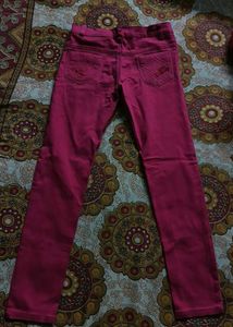 Raspberry Colored Skinny Pants For Girls