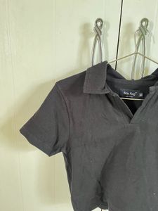 Black Polo Crop T-shirt