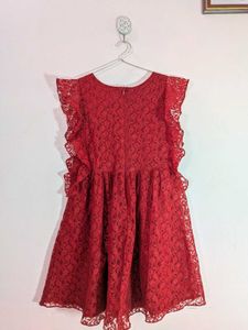 Red Lace Ruffle Dress