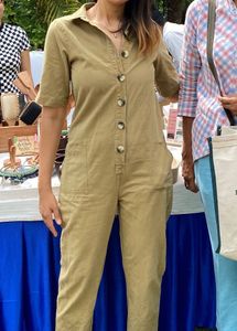 Khaki Denim Jumpsuit
