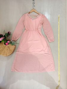 Baby Pink Formal Office Long Dress