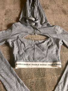Gray Razzle Dazzle Cropped Hoodie