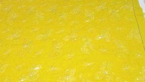 Beautiful Lemon Yellow Saree With White Stone Work