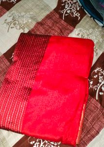 Red &amp; Gold Lace Saree