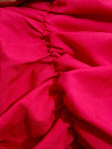 More Reddish Pink  Puff Sleeve Crop Top