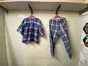 Comfy Cotton Checked Night Suit Set – 2XL