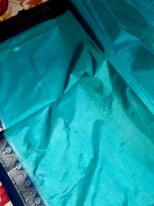 Elegant Teal &amp; Silver Saree