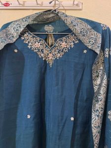 Teal Embroidered Kurta Set