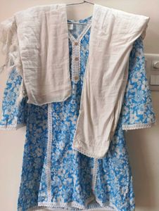 Sky Blue Kurta Set.(Kurti+Pant+Duppatta.)