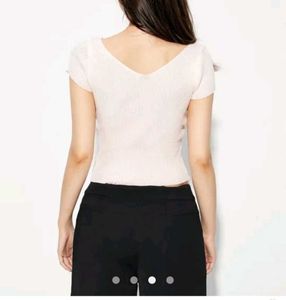 Cute Pale Pink V-Neck Top